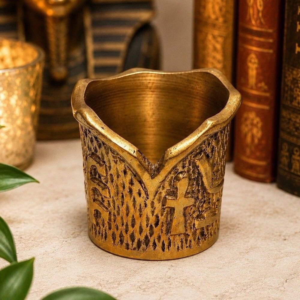 Vintage Marilyn Miglin Pheromone Brass Egyptian Revival Votive Candle Holder